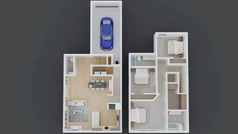 Floor plan for 3 beds, 2.5 baths, 1650 sqft